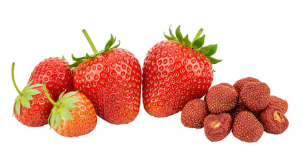 Isolated Strawberries with Dried Strawberries