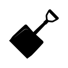 A Silhouette of a Shovel with a D Handle in Black and White
