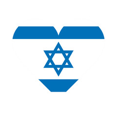 Israel flag heart icon. Country love symbol