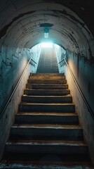 Obraz premium Dramatic stairway leading to bright light, symbolizing hope, opportunity, and achievement.