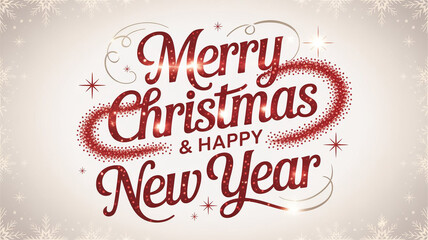Sparkling merry christmas and happy new year greeting card design with decorative text, stars, and frame for festive holiday celebration and seasonal greetings