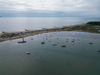 Christchurch Harbour aerial shot Dorset UK 