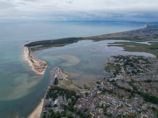 Christchurch Harbour aerial shot Dorset UK 