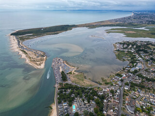 Christchurch Harbour aerial shot Dorset UK 