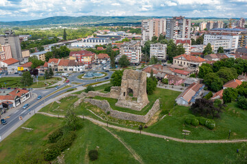 Krusevac, drone view of town in Serbia