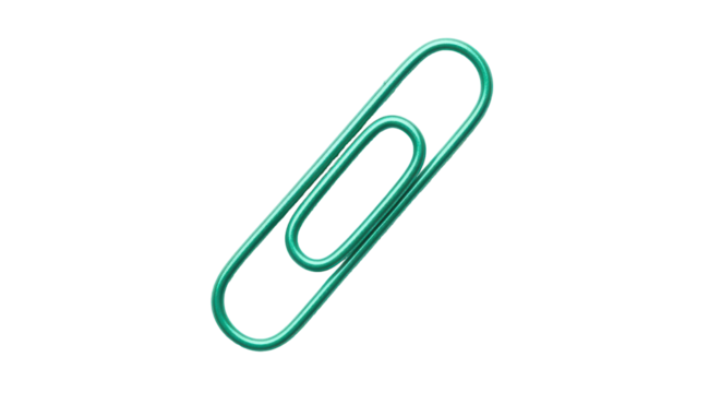 Isolated Green Paper Clip