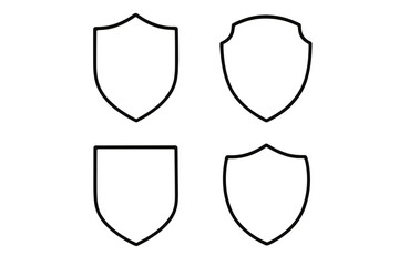 Modern shield icon collection thin outline editable stroke set. Vector security, protection, privacy, defense symbol pack. Web, app, UI, print, branding, infographic, card, transparent background.