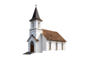 White Country Church Illustration on Transparent Background