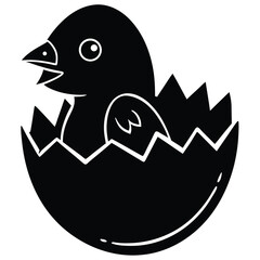 chick hatching egg vector illustration
