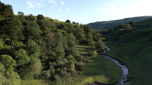 Stunning Aerial View of the Picturesque Kettlewell Landscape in Upper Wharfedale, North Yorkshire, England