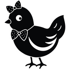 chick with bow vector illustration
