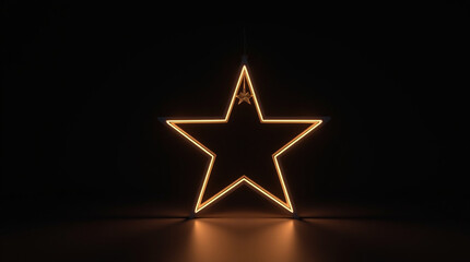 Neon star glowing brightly in the dark, creating a captivating and modern atmosphere, perfect for adding a touch of energy and excitement to any project or design with its unique charm