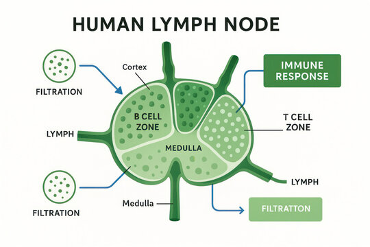 Human Lymph Node Diagram: Anatomy and Function Illustration