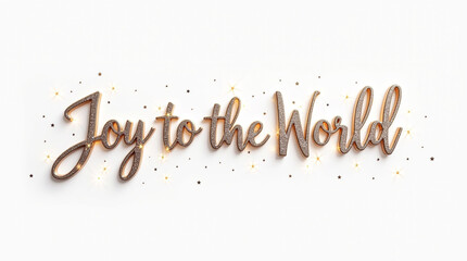 Joy to the world golden glitter lettering isolated on white background, perfect for christmas and holiday greetings, adding festive sparkle to your designs and celebrations
