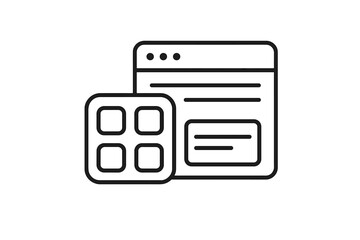 Minimalistic Linear Icon of Apps and Web Page with Editable Stroke, Vector Cartoon Illustration for Digital Design, Cards, Apps, Banners, and Social Media Posts