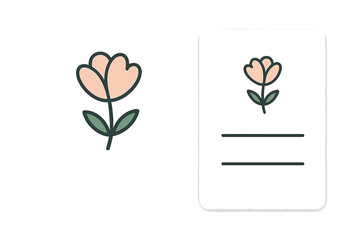 Elegant floral logo and business card template. Minimalist flower icon for branding. Vector illustration for beauty, spa, or boutique. Simple, feminine identity design set.