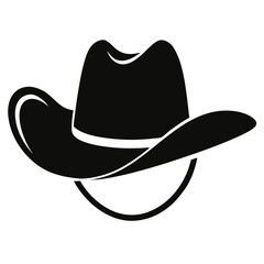 Cowboy Hat Black Silhouette Vector Illustration on White Background