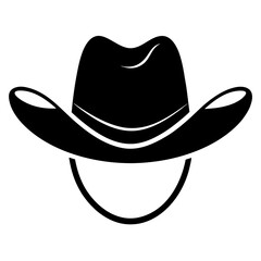 Cowboy Hat Black Silhouette Vector Illustration on White Background