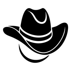 Cowboy Hat Black Silhouette Vector Illustration on White Background
