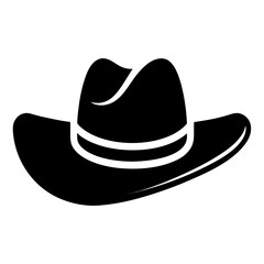 Cowboy Hat Black Silhouette Vector Illustration on White Background