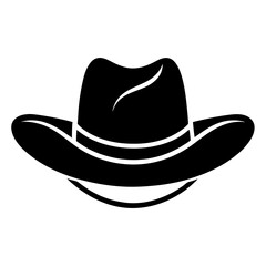 Cowboy Hat Black Silhouette Vector Illustration on White Background