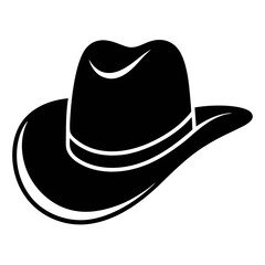 Cowboy Hat Black Silhouette Vector Illustration on White Background