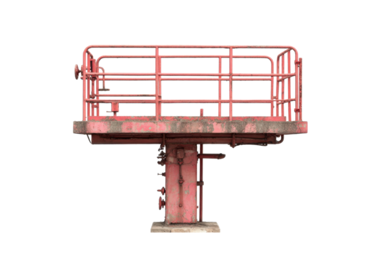 Rusty Pink Industrial Platform with Railings
