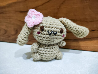 Amigurumi crocheted brown bunny