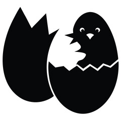 egg cracked chick vector illustration