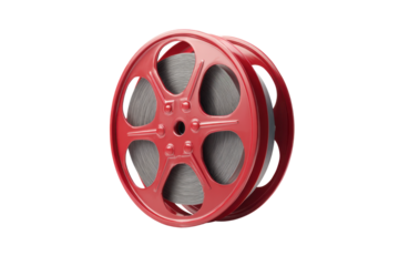 Red Film Reel on Transparent Background