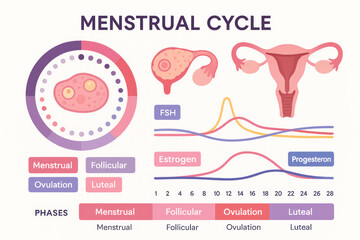 Menstrual Cycle Diagram, Female Reproductive Health, Illustration