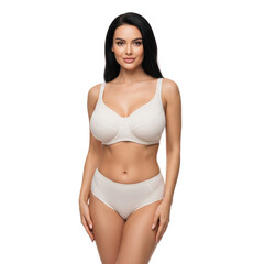 Obraz premium Beautiful woman in comfortable lingerie, radiating confidence and natural beauty, perfect for body positivity campaigns and fashion projects