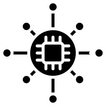 black cpu chip connected nodes clip art preview