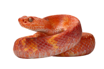 Coiled Orange Snake on Transparent Background
