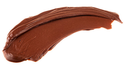 Hazelnut cream swirl isolated on a white background. Chocolate smear, melted chocolate, liquid chocolate paste, cocoa hazelnut cream.