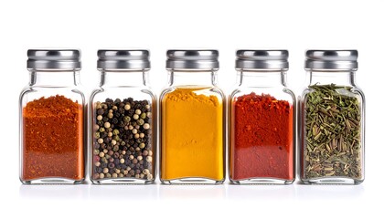 Row of glass spice jars