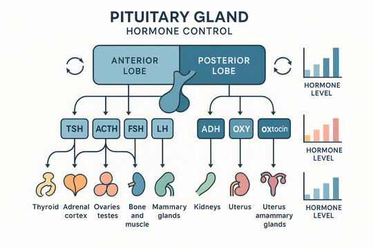 Pituitary Gland Hormone Control Illustration