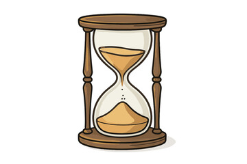 Hourglass vector illustration representing time. Sandglass icon for deadline, countdown, and time management. Vintage sand clock with flowing sand. Passage of time concept.
