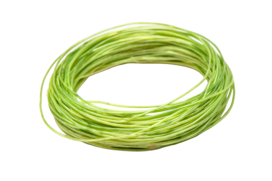 Coiled Lime Green Fishing Line on Transparent Background