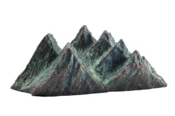 Five-Peak Mountain Sculpture with Patina Texture