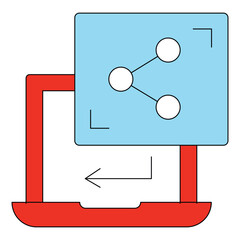 Smart Remote Working AI Screen Sharing vector Icon