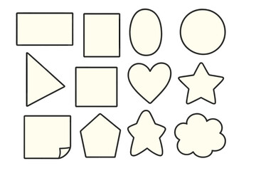 Various blank paper shapes for crafting and creative design projects, vector cartoon illustration of rectangles, squares, circle, star, heart, cloud, pentagon, triangle, versatile crafting elements
