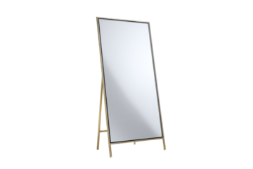 Full-Length Freestanding Gold Floor Mirror on Transparent Background