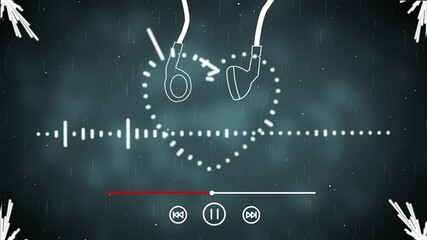 animation of a music player interface with heart-shaped headphones and visualized sound waves Loopable. for love songs and lo-fi beats.