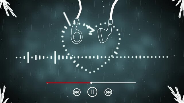 animation of a music player interface with heart-shaped headphones and visualized sound waves Loopable. for love songs and lo-fi beats.