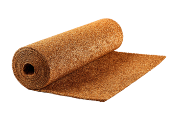 Rolled Brown Coir Doormat Carpet on Transparent Background