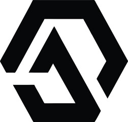 Black and white logo featuring a central hexagon design
