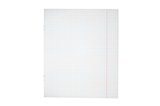 School notebook grid paper with fine blue squares on white background, isolated and clean design for math, graphing, drawing, notes, and academic projects.