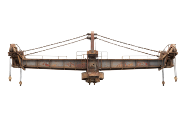 Isolated Rusty Overhead Crane Bridge on Transparent Background