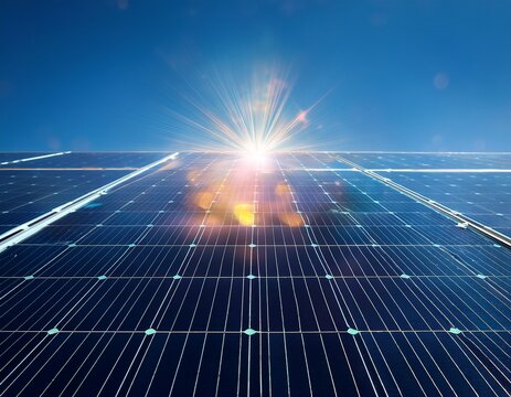 solar panel with energy lights a sleek solar panel pulsating with energy sits atop a grid representing innovation in clean energy and sustainable technology